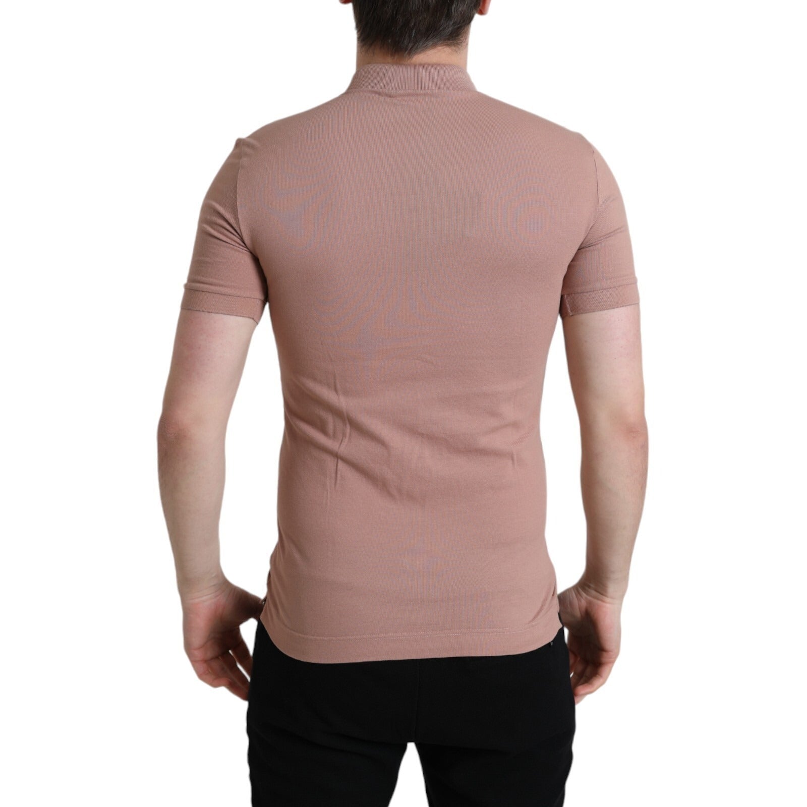 Pink Collared Short Sleeve Crown Men Polo T-shirt