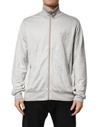 Light Gray Cotton Zipped Cardigan Sweater