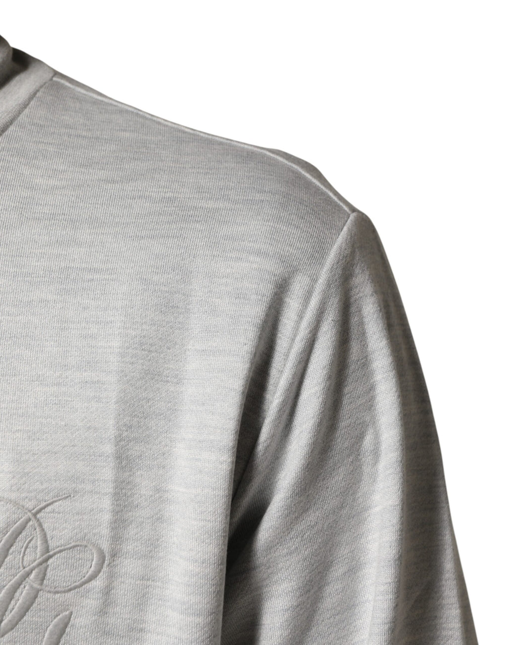 Light Gray Cotton Zipped Cardigan Sweater