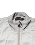 Light Gray Cotton Zipped Cardigan Sweater