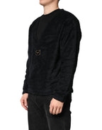 Black Cotton V-Neck Men Sweatshirt Sweater