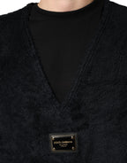 Black Cotton V-Neck Men Sweatshirt Sweater