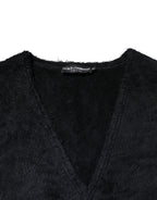 Black Cotton V-Neck Men Sweatshirt Sweater