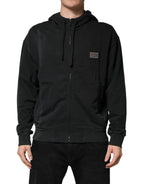 Black Full Zip Hooded Men Sweatshirt Sweater