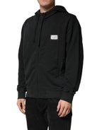 Black Full Zip Hooded Men Sweatshirt Sweater