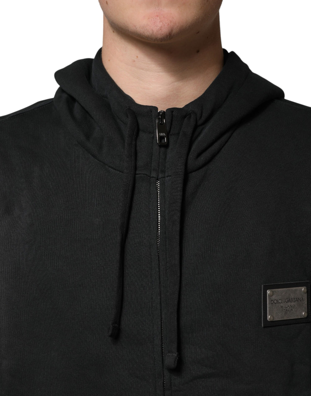 Black Full Zip Hooded Men Sweatshirt Sweater