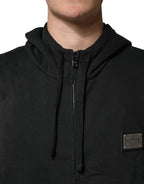 Black Full Zip Hooded Men Sweatshirt Sweater