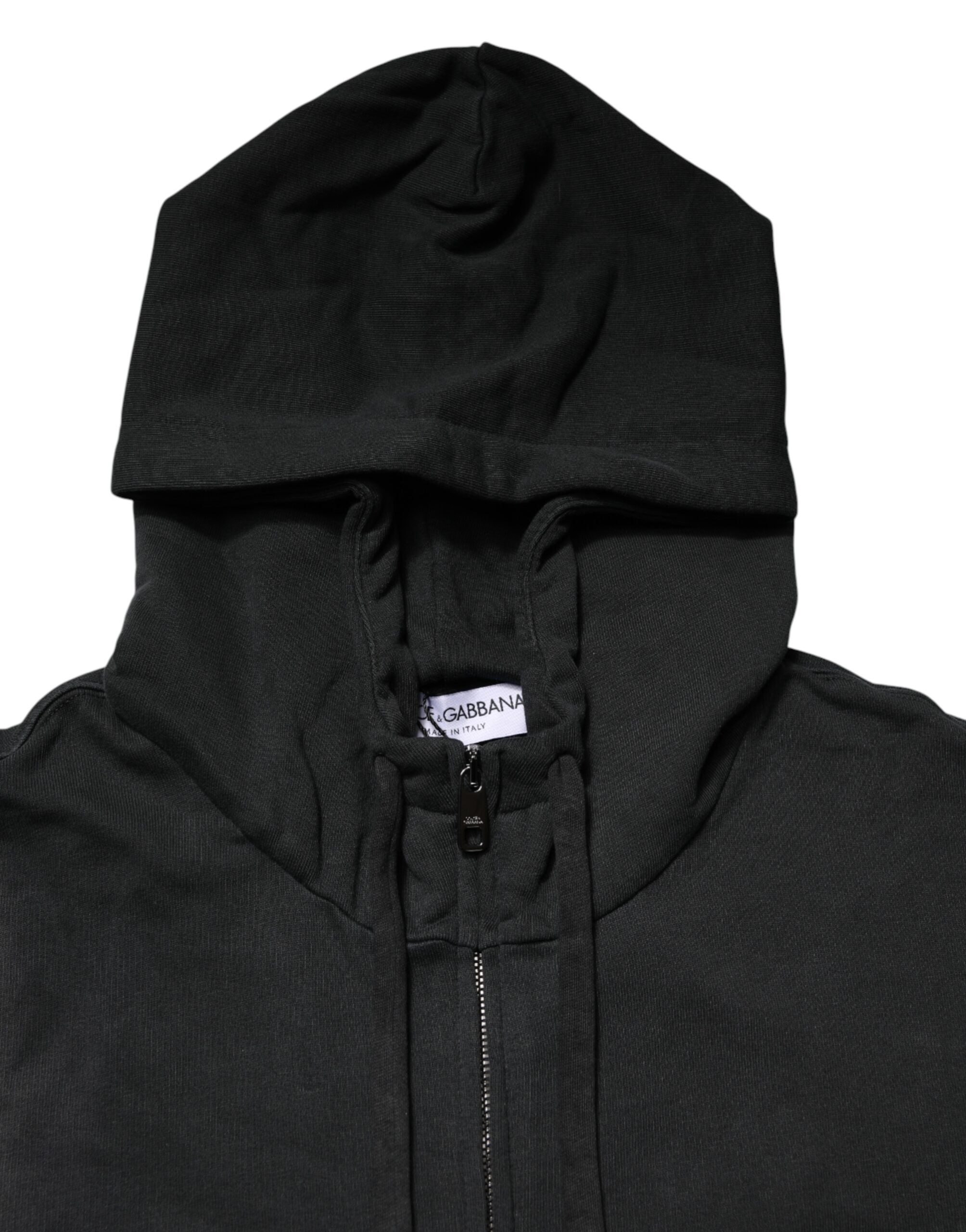 Black Full Zip Hooded Men Sweatshirt Sweater