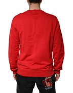 Red Logo Cotton Crew Neck Sweatshirt Sweater