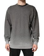 Gray Cotton Crew Neck Men Sweatshirt Sweater