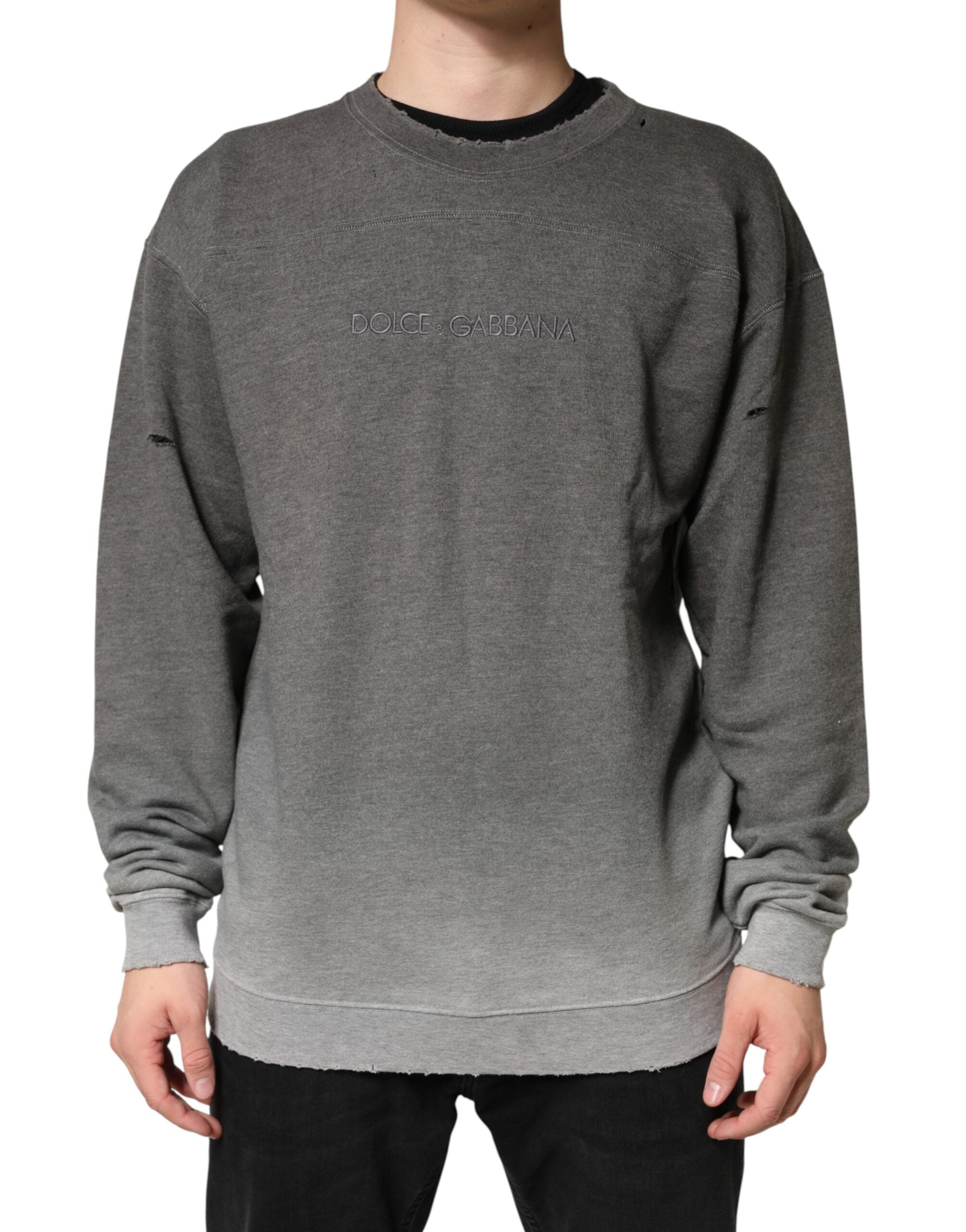 Gray Cotton Crew Neck Men Sweatshirt Sweater