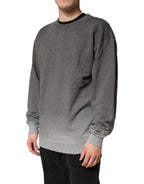 Gray Cotton Crew Neck Men Sweatshirt Sweater