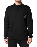 Black Crest Long Sleeve Men Pullover Sweater