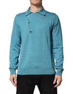 Teal Wool Collared Polo Pullover Sweater