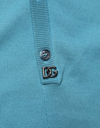 Teal Wool Collared Polo Pullover Sweater