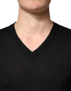 Black Cashmere V-Neck Men Pullover Sweater