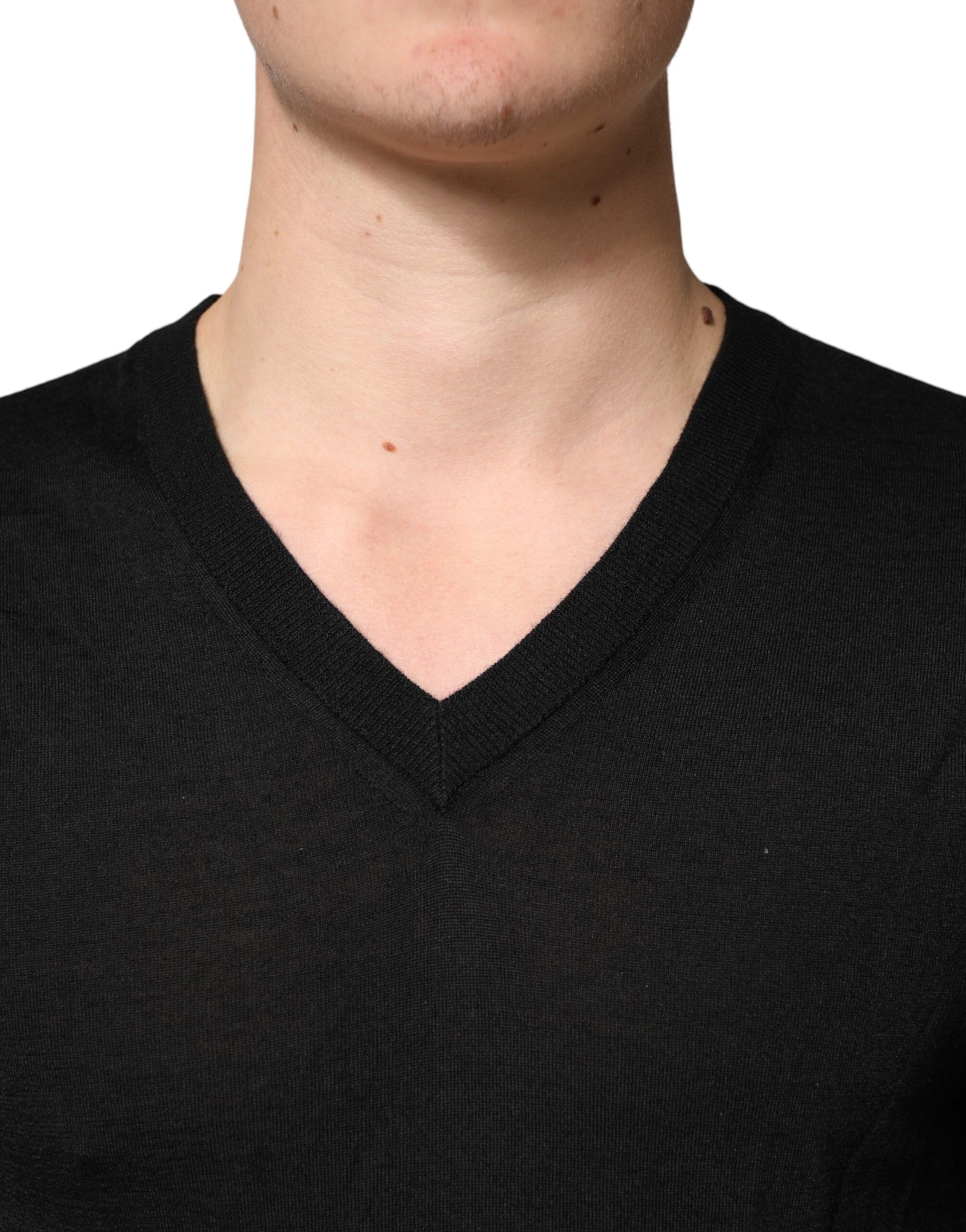 Black Cashmere V-Neck Men Pullover Sweater