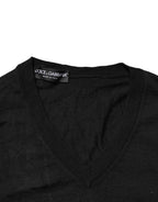 Black Cashmere V-Neck Men Pullover Sweater