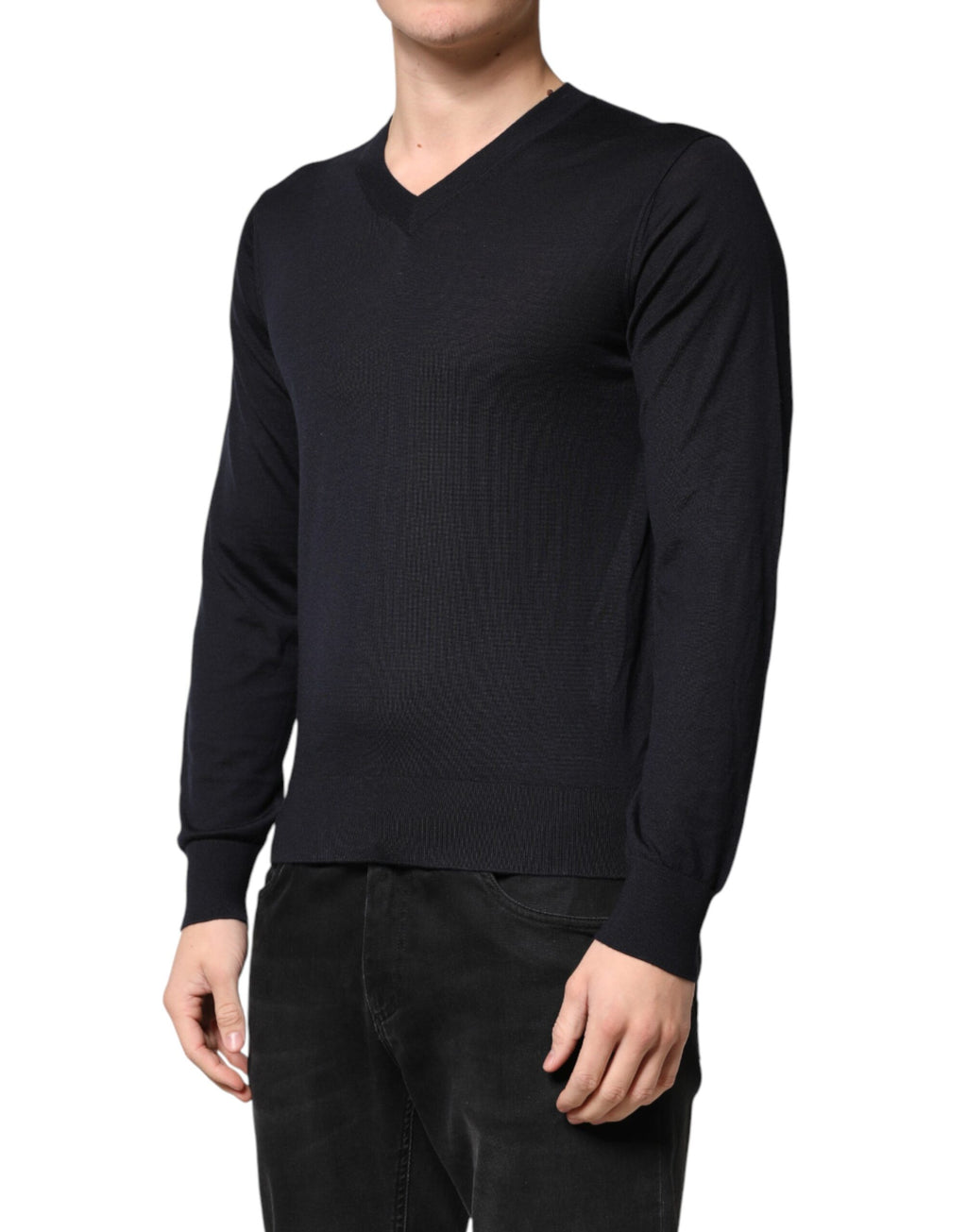 Black Cashmere V-Neck Men Pullover Sweater