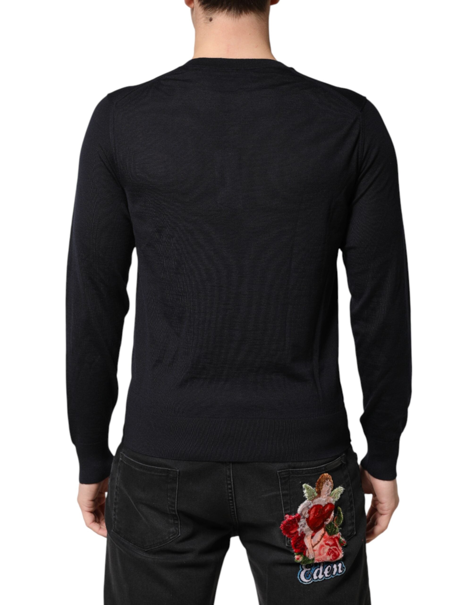 Black Cashmere V-Neck Men Pullover Sweater