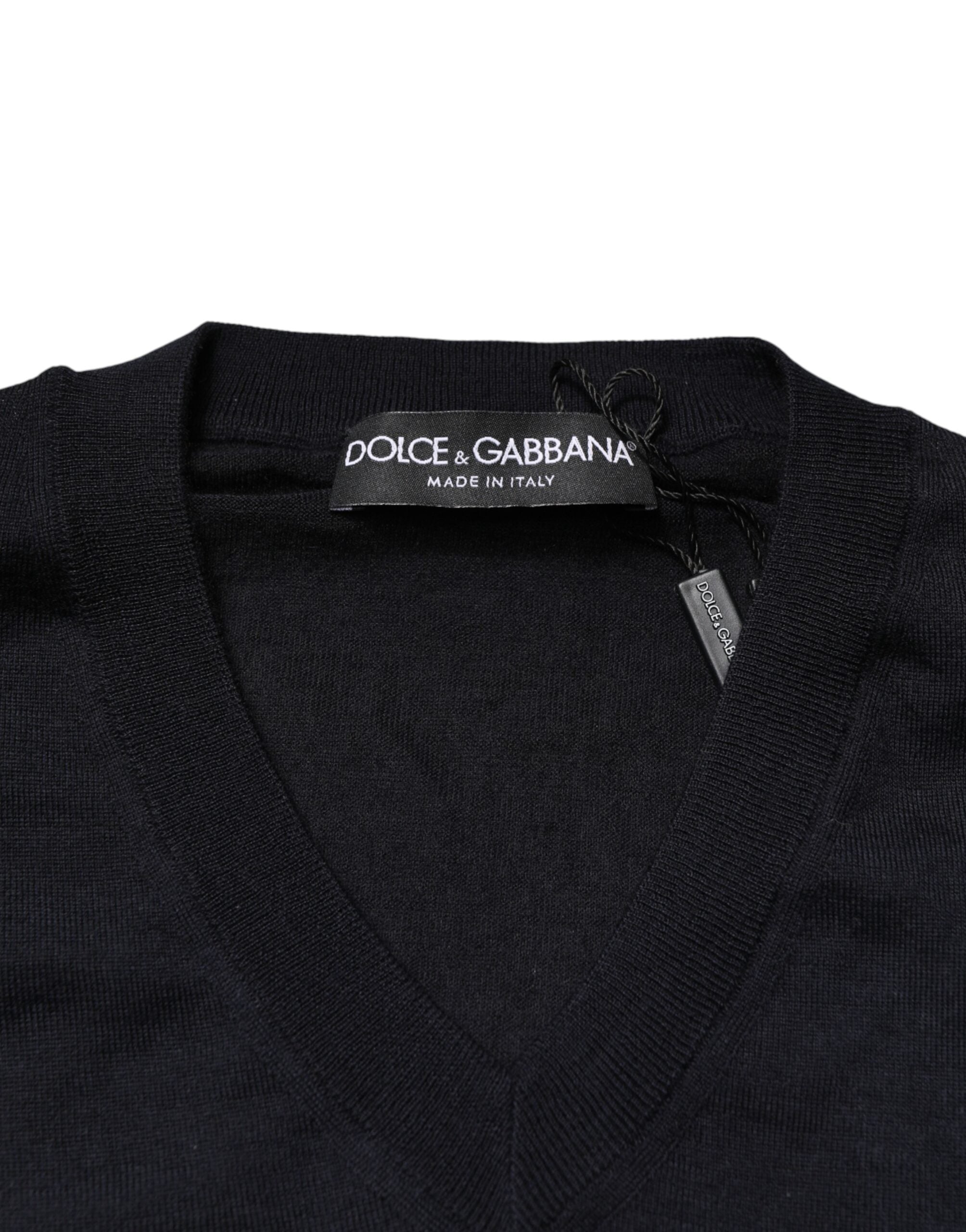 Black Cashmere V-Neck Men Pullover Sweater