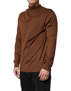 Brown Cashmere Turtle Neck Pullover Sweater