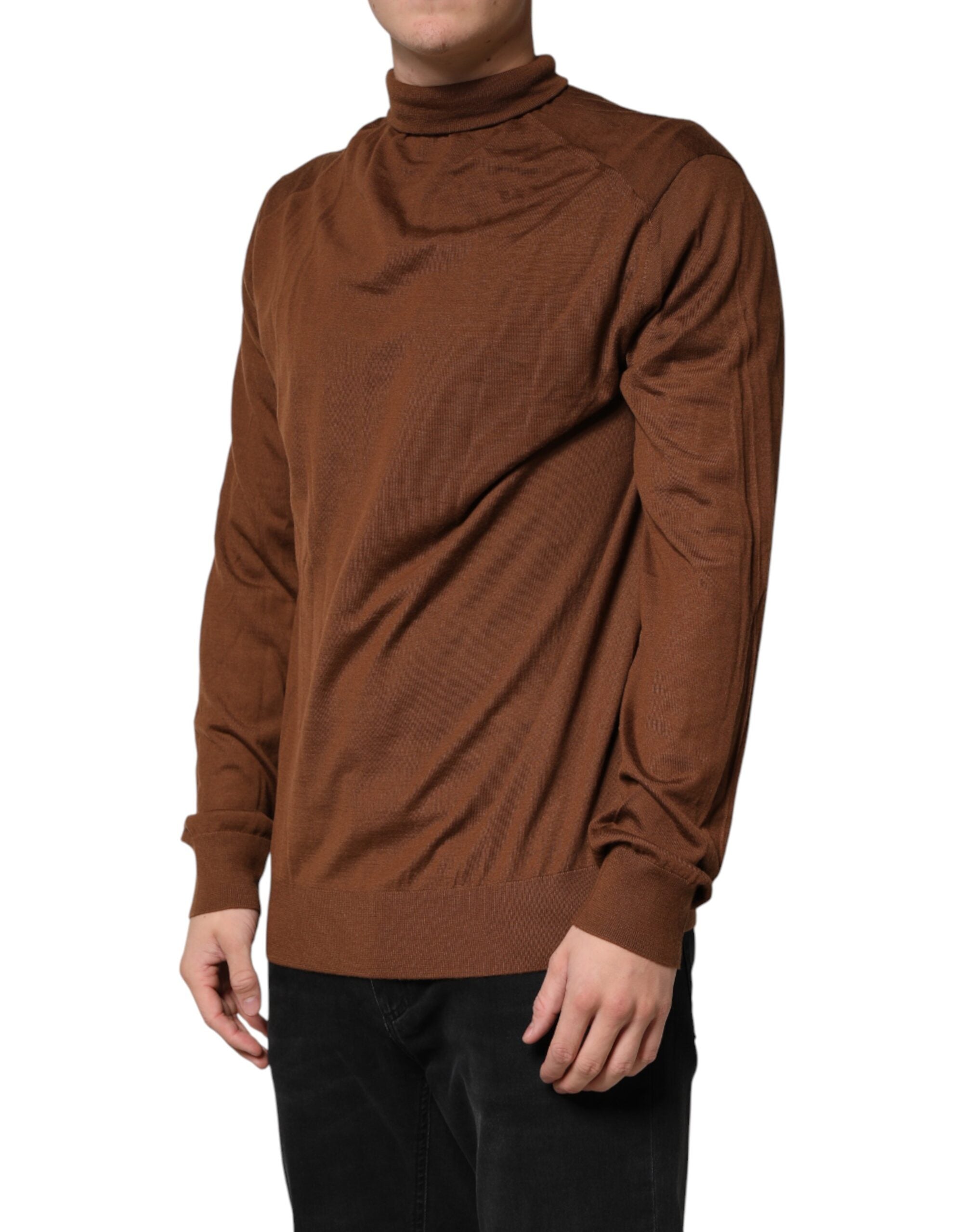 Brown Cashmere Turtle Neck Pullover Sweater