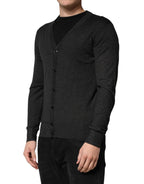 Black Cashmere Buttoned Men Cardigan Sweater