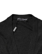Black Cashmere Buttoned Men Cardigan Sweater