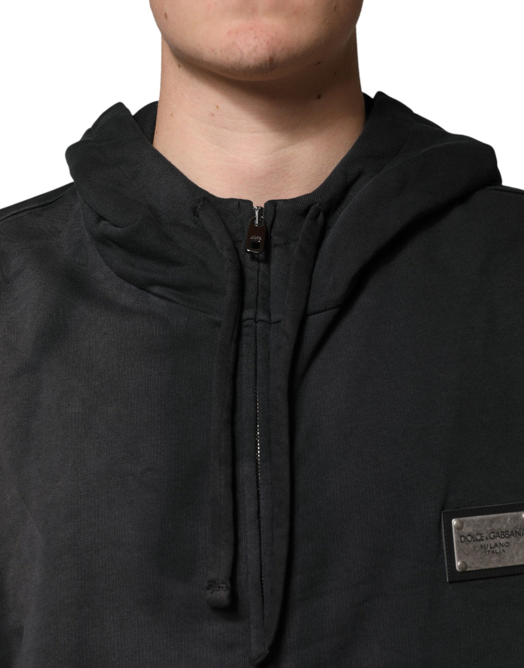 Black Logo Zipped Hooded Sweatshirt Sweater