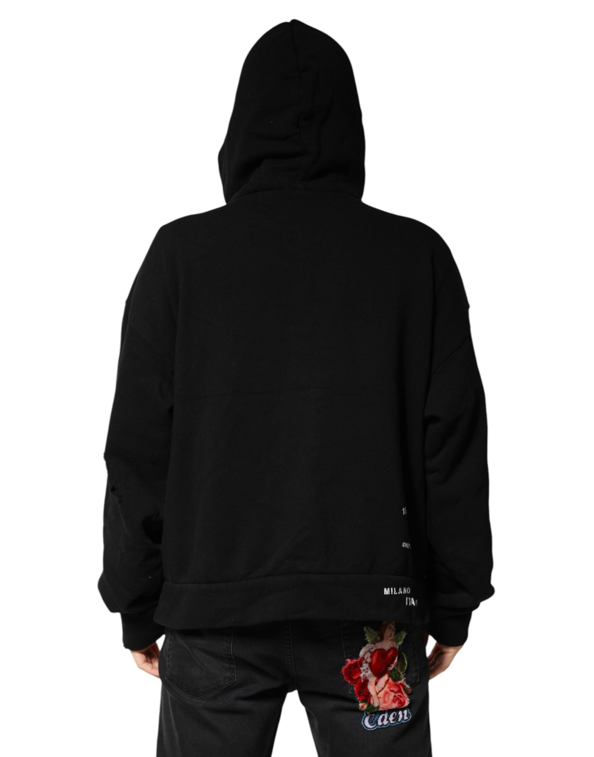Black LOVE Cotton Hooded Sweatshirt Sweater