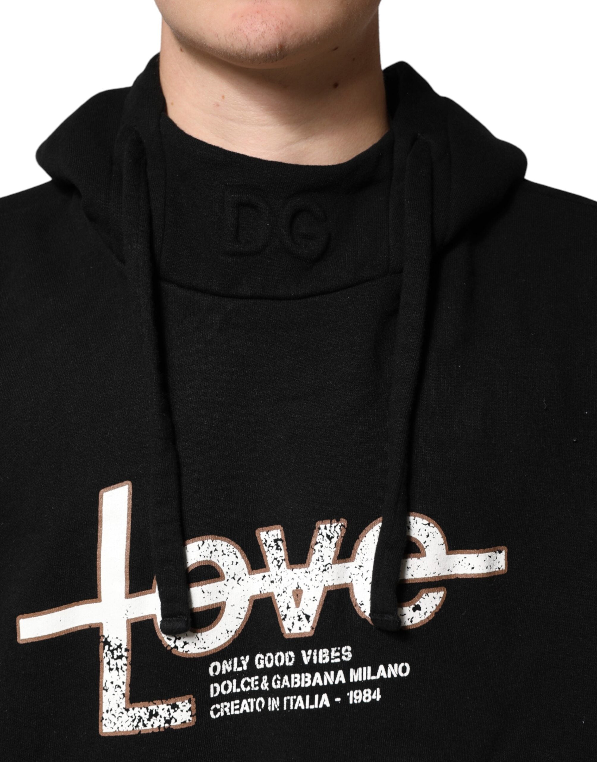 Black LOVE Cotton Hooded Sweatshirt Sweater