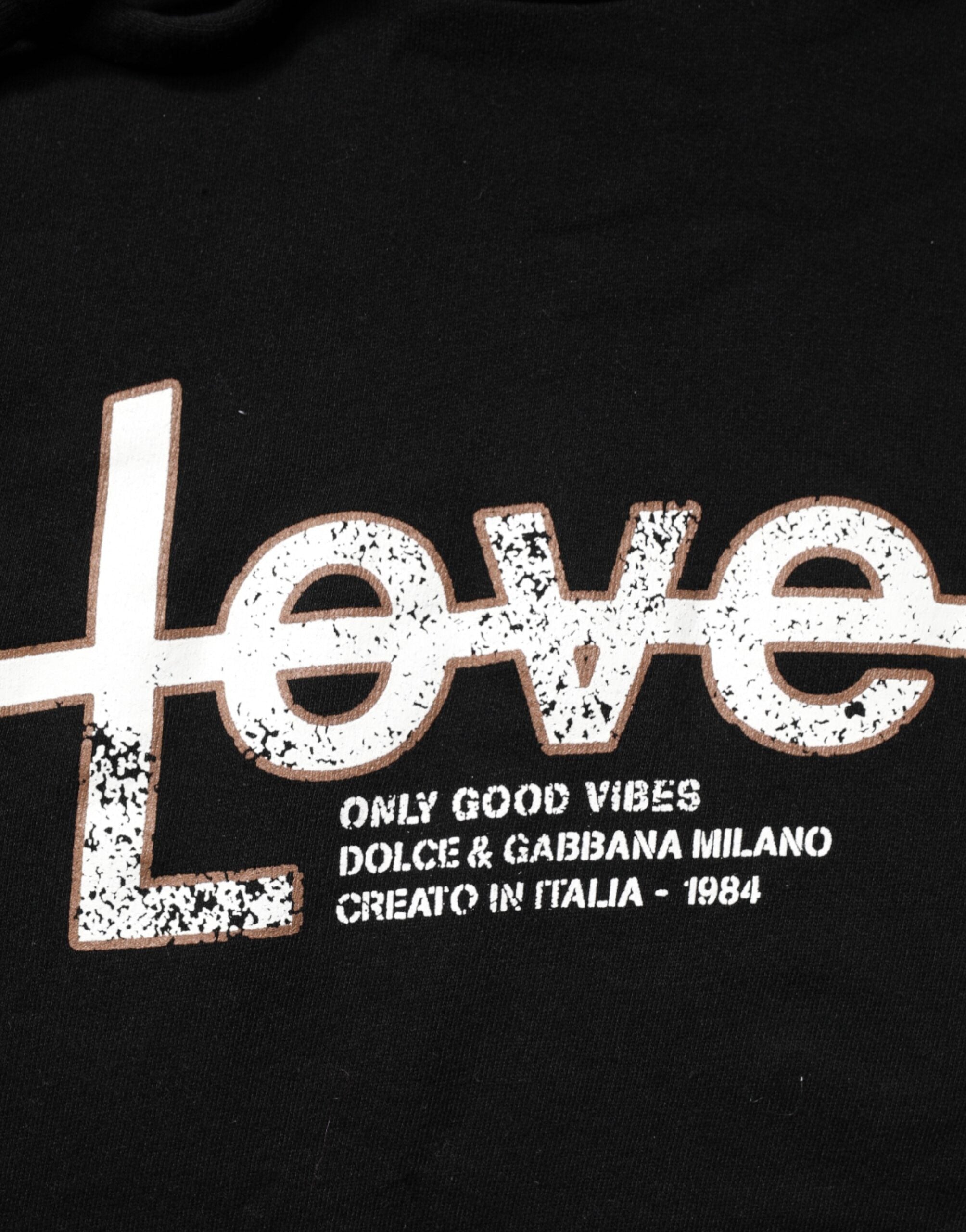 Black LOVE Cotton Hooded Sweatshirt Sweater