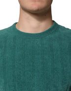Dark Green Cotton Blend Men Crew Neck T-shirt