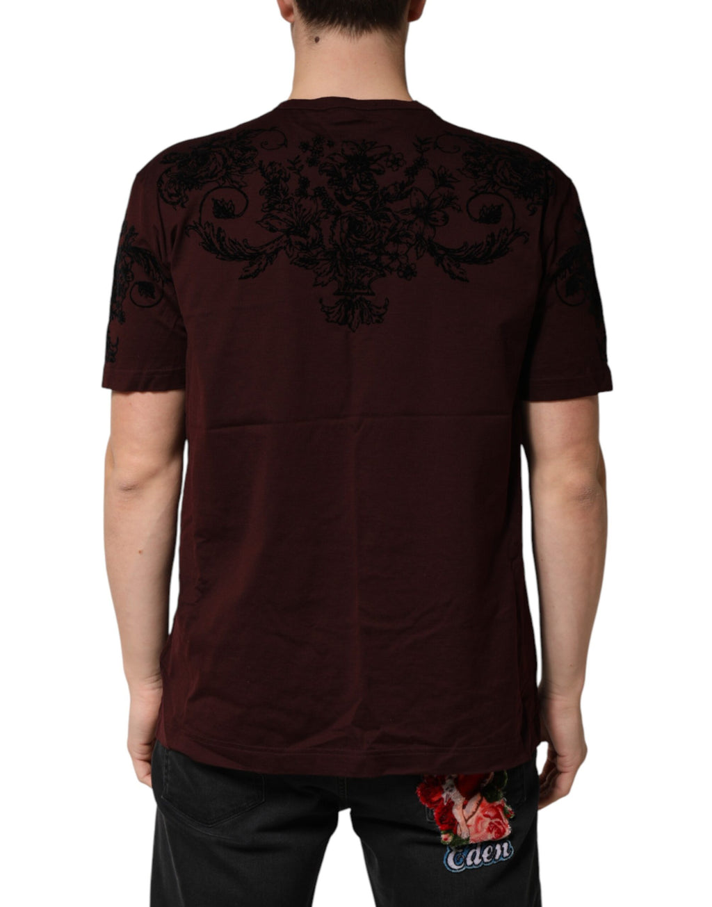 Maroon DG Crown Floral Crewneck Men T-shirt