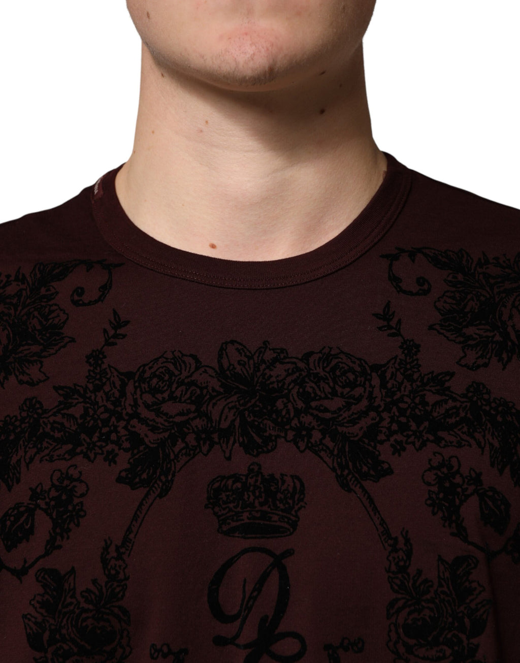 Maroon DG Crown Floral Crewneck Men T-shirt