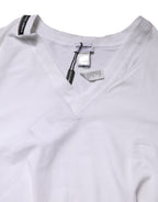 White Cotton Deep V-Neck Underwear Tee T-shirt