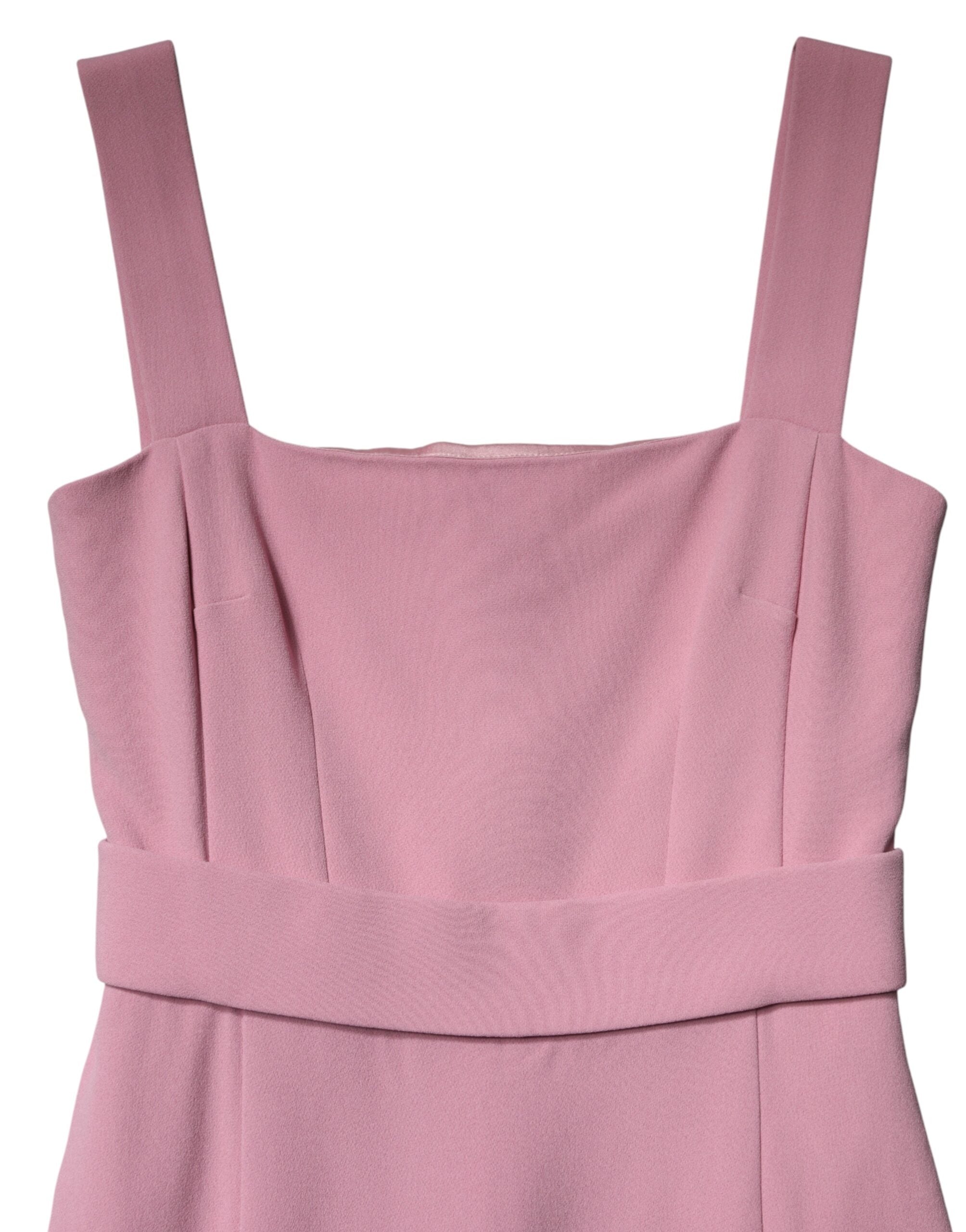 Pink Viscose Sleeveless Sheath Midi Dress