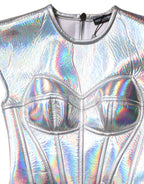 Silver Iridescent Bodycon Sheath Midi Dress
