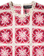 Multicolor Brick Stitched Crochet Mini Dress
