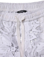 White Cotton Cut Out Mid Waisted Bermuda Shorts