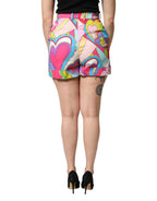 Multicolor Graphic High Waist Bermuda Shorts