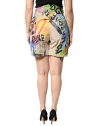 Multicolor Graffiti HighWaist Bermuda Shorts