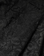 Black Floral Brocade High Waisted Trouser Pants