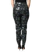 BlueGreen Floral Metallic Slim Trouser Pants