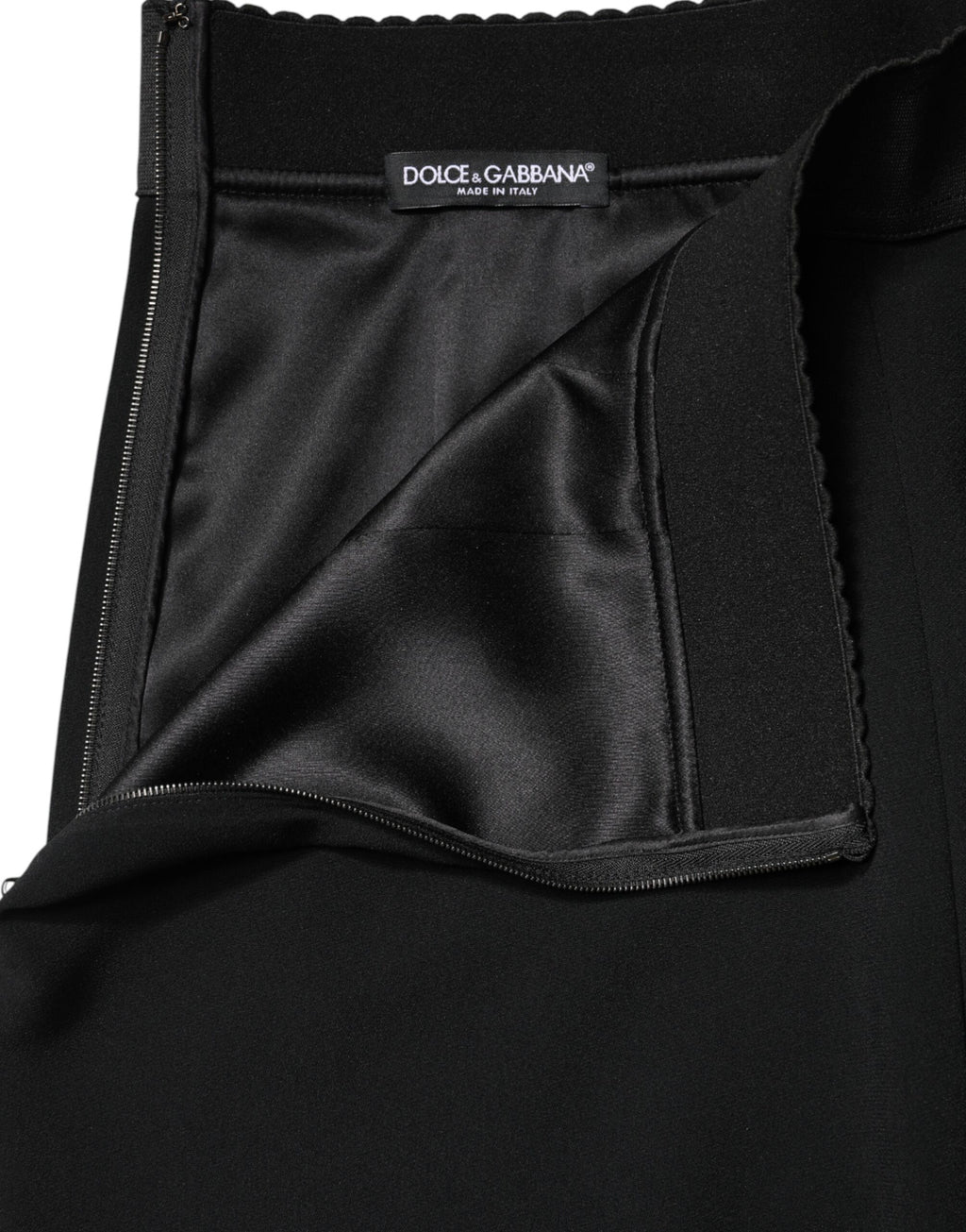 Black Mid Waist A-line Knee Length Skirt