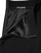 Black Mid Waist A-line Knee Length Skirt