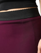 Maroon Mid Waist Pencil Cut Midi Skirt