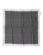 White Black Patterned Square Foulard Scarf