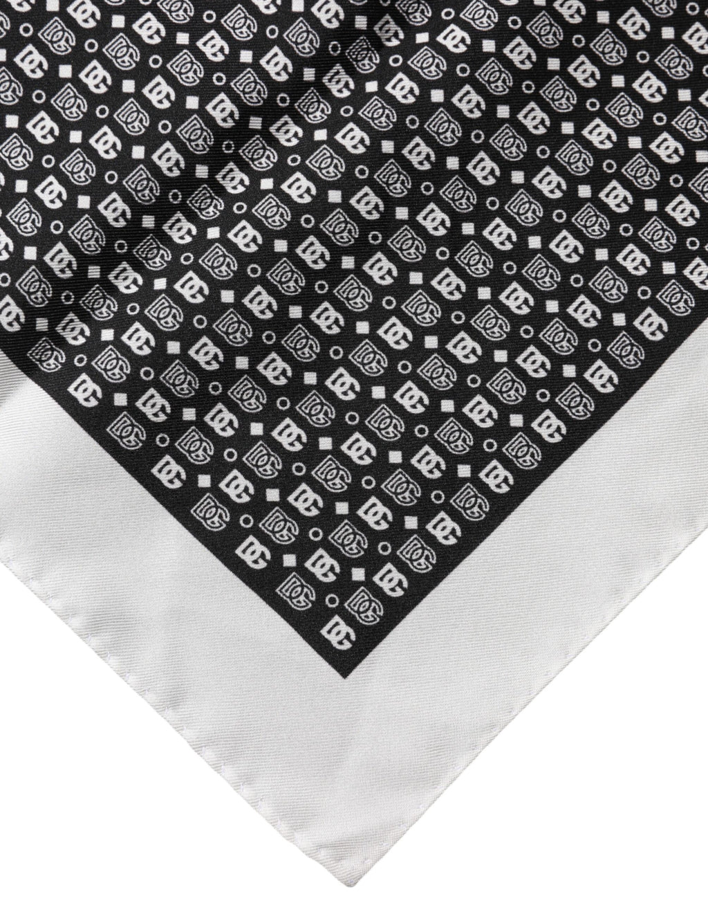 White Black Patterned Square Foulard Scarf